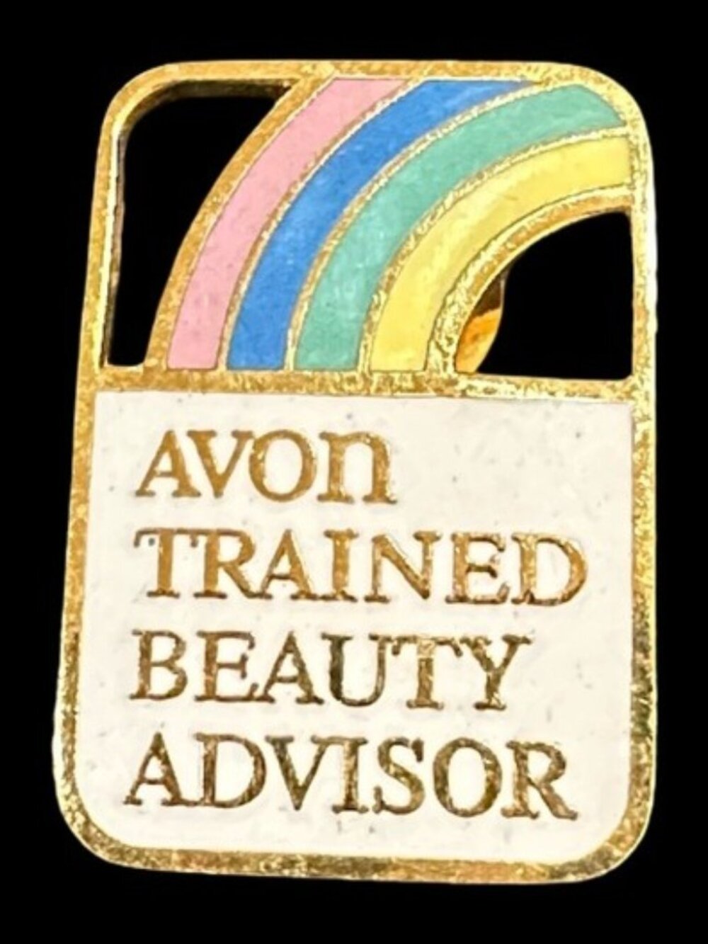 Avon Gold Beauty Advisor Pin with Rainbow Accents Vintage 80s 90s